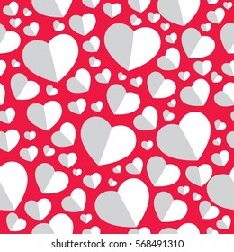 Vector seamless pattern with heart shapes for gift cards, invitation, textile, wrapping paper design.