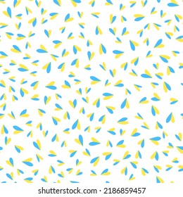 Vector seamless pattern with heart in Ukrainian flag colors on white background. Repeating background with Ukraine national colors. Concept of support Ukraine