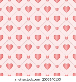 Patrón sin fisuras de Vector con corazones. Diseño lindo para la tela, envoltura, Fondo de pantalla para el día de San Valentín.
