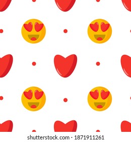 Vector seamless pattern with hearts and love faces for packaging or Wallpaper.