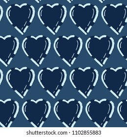 vector seamless pattern with hearts on grey background for textile