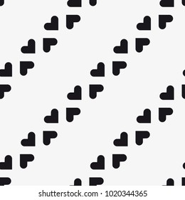 Vector seamless pattern with hearts. Repeating geometric tiles with stylized monochrome background.