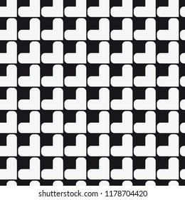  Vector seamless pattern with hearts. Repeating geometric tiles with stylized monochrome background.