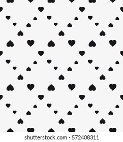 Vector seamless pattern with hearts. Repeating geometric tiles with stylized monochrome background.