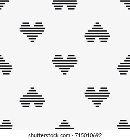 Vector seamless pattern with hearts. Repeating geometric tiles with stylized monochrome background.