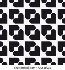 Vector seamless pattern with hearts. Repeating geometric tiles with stylized monochrome background.
