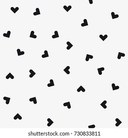 Vector seamless pattern with hearts. Repeating geometric tiles with stylized monochrome background.