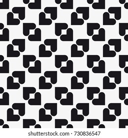 Vector seamless pattern with hearts. Repeating geometric tiles with stylized monochrome background.