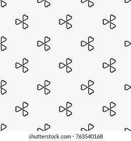 Vector seamless pattern with hearts. Repeating geometric tiles with stylized monochrome background.