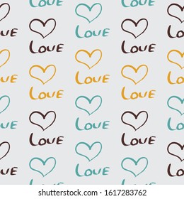 Vector seamless pattern with hearts shape in a modern style. Doodles. Happy Valentines day illustration.