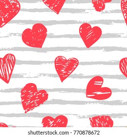 Vector seamless pattern with hearts shape in a modern style. Happy Valentines day illustration. For wallpaper, pattern fills, web page, textures, textile, wrapping paper