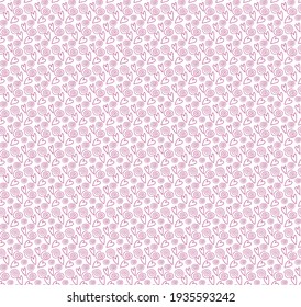 Vector seamless pattern of hearts and spirals. Pink hand drawn. Shallow background. Isolated. EPS10