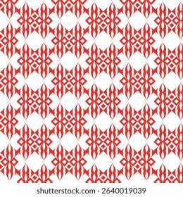 vector seamless pattern with hearts, stylized, symmetrical elements that resemble interlocking arrowheads or abstract floral motifs, dense, tessellated grid, repeating geometric pattern in bright red