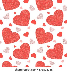 Vector seamless pattern with hearts for textile, wrap, backgrounds, wrap and other.