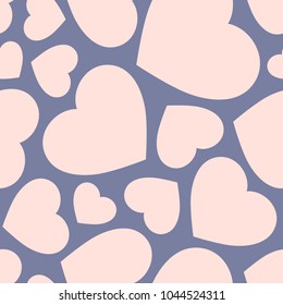 Vector seamless pattern with hearts. Valentine's day background. Abstract texture with big hearts. Soft pink and blue serenity colors. Pattern for boys and girls. Love romantic design for decoration