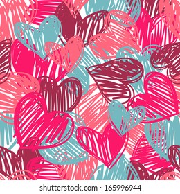 Vector seamless pattern with hearts. Valentine's day background