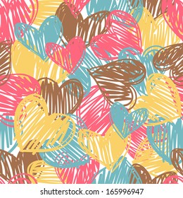 Vector seamless pattern with hearts. Valentine's day background