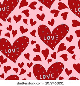 vector seamless pattern of hearts with Valentine's Day 14 February. Background for invitations, wallpaper, wrapping paper and scrapbooking