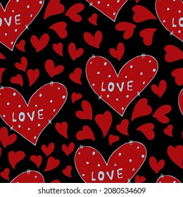 vectores sin fisuras de los corazones con San Valentín 14 de febrero. Antecedentes de las invitaciones, fondo de pantalla, papel de embalaje y reserva de recortes