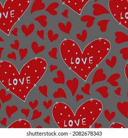 vector seamless pattern of hearts with Valentine's Day 14 February. Background for invitations, wallpaper, wrapping paper and scrapbooking