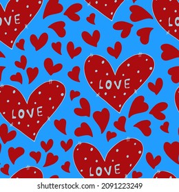 Vektornahtloses Herzmuster am Valentinstag, dem 14. Februar. Hintergrund für Einladungen, Bildschirmhintergründe, Verpackungsunterlagen und Scrapbooking