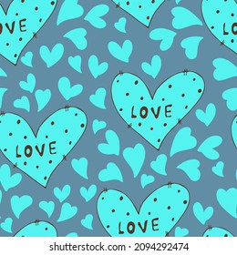 vector seamless pattern of hearts with Valentine's Day 14 February. Background for invitations, wallpaper, wrapping paper and scrapbooking