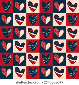 Vector seamless pattern with hearts. Valentine's Day pattern