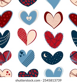 Vector seamless pattern with hearts. Valentine's Day pattern
