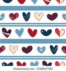 Vector seamless pattern with hearts. Valentine's Day pattern