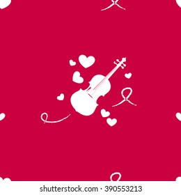 vector seamless pattern with hearts and violin