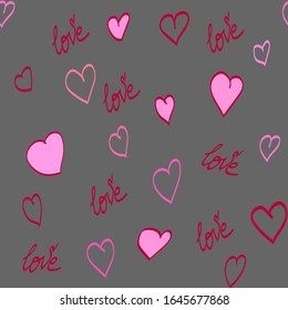 Vector seamless pattern with hearts, wrapping and package design