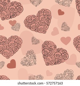Vector seamless pattern with hearts for wrapping paper, greeting cards, textile, background, invitation, wedding and Valentines cards