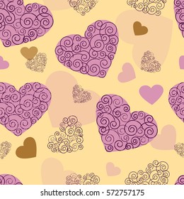 Vector seamless pattern with hearts for wrapping paper, greeting cards, textile, background, invitation, wedding and Valentines cards