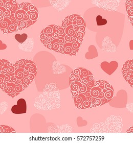 Vector seamless pattern with hearts for wrapping paper, greeting cards, textile, background, invitation, wedding and Valentines cards