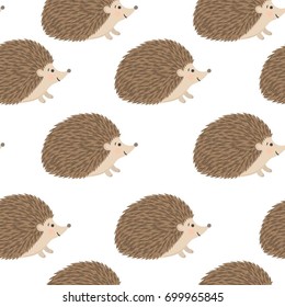 Vector seamless pattern with hedgehogs