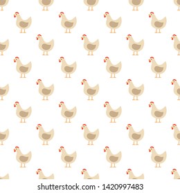 Vector seamless pattern with hens. Easter Day background.