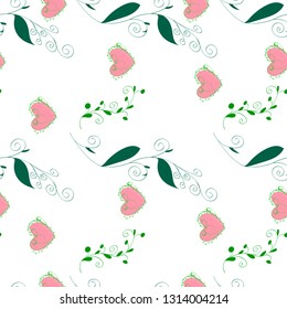 Vector  seamless  pattern Herbs and  heart.  Botanical Illustration.