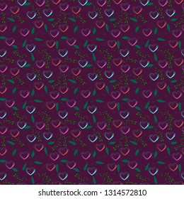 Vector  seamless  pattern Herbs and  heart.  Botanical Illustration.