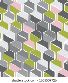 Vector seamless pattern with hexagonal woven shapes, retro-modern style repeat background with handmade feeling, perfect for web and print