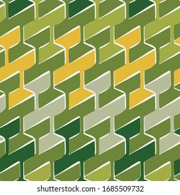 Vector seamless pattern with hexagonal woven shapes, retro-modern style repeat background with handmade feeling, perfect for web and print