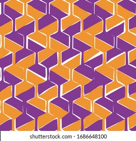 Vector seamless pattern with hexagonal woven shapes, retro-modern style repeat background with handmade feeling, perfect for web and print