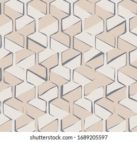 Vector seamless pattern with hexagonal woven shapes, retro-modern style repeat background with handmade feeling, perfect for web and print