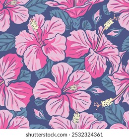 Vector seamless pattern Hibiscus for textile , wallpaper and on so.