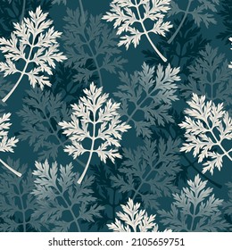 Vector seamless pattern with high detail wormwood