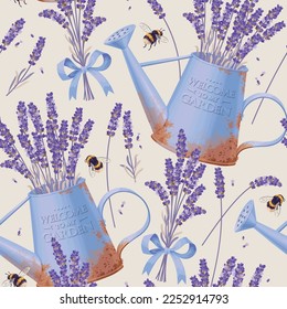 Vector seamless pattern with high detail lavender