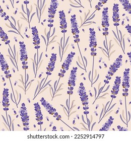 Vector seamless pattern with high detail lavender