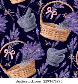 Vector seamless pattern with high detail lavender