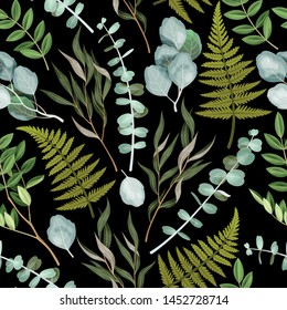 Vector seamless pattern with high detailed leaves