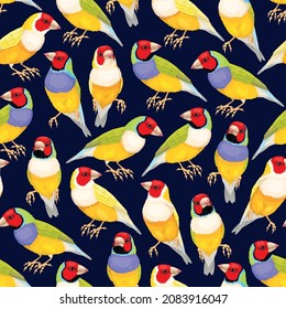 Vector seamless pattern with high detailed birds