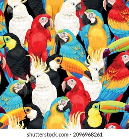 Vector seamless pattern with high detailed birds